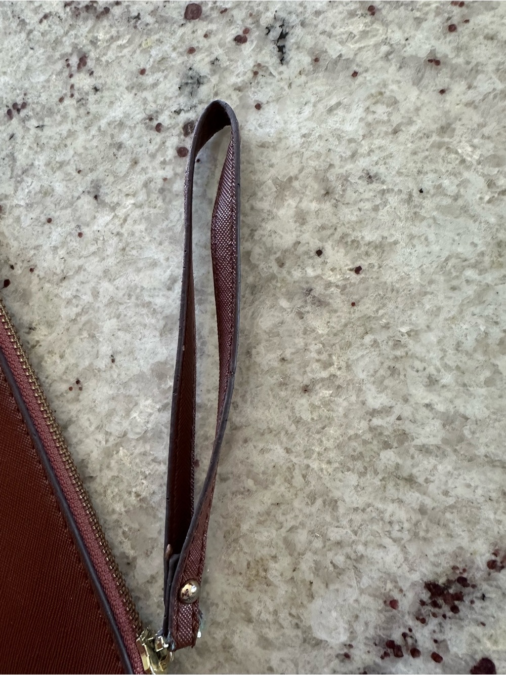 Kate Spade New York Brown Tan Genuine Saffiano Leather Wristlet Wallet Boho Chic - Picture 6 of 11